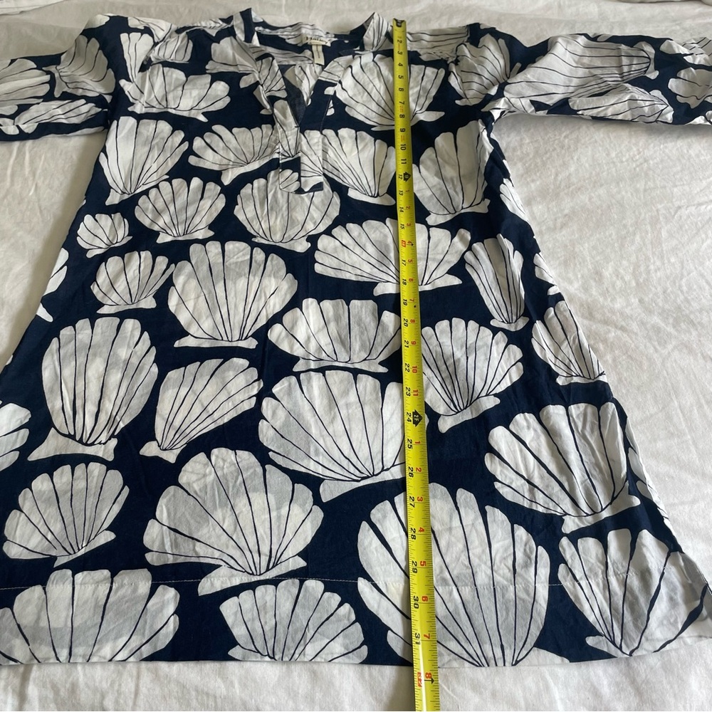 Hatley 100% Cotton Navy White Seashell Print Summer Coastal Mini Dress Coverup - Picture 14 of 16